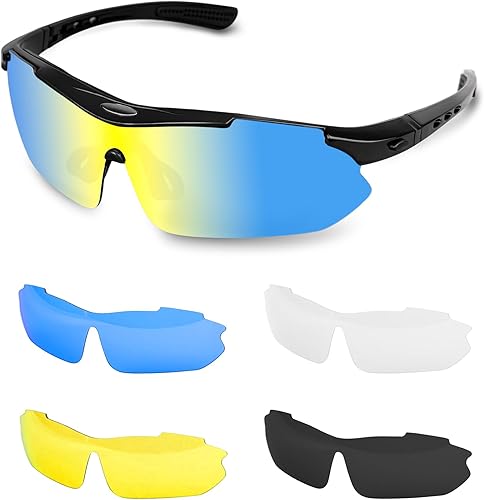 Gafas de sol polarizadas para hombres y mujeres, 5 lentes con protección UV, antirreflejos, para deportes, béisbol, correr