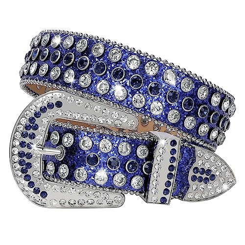 Image of SUOSDEY Women Men Rhinestone Belt Unisex Sequin Strap Bling Crystal Western Studs Glitter Luxury Belt for Jeans Pants Dress