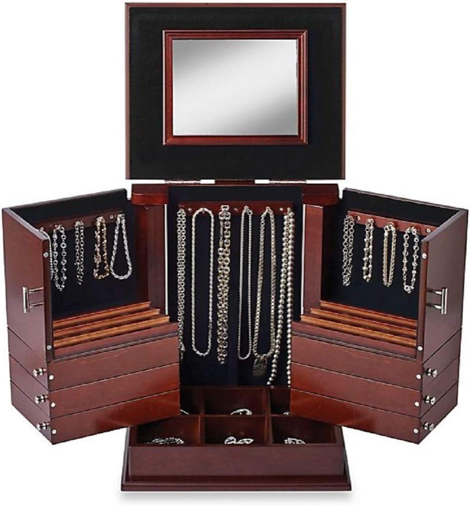 Deluxe Wood Jewelry Organizer in Walnut