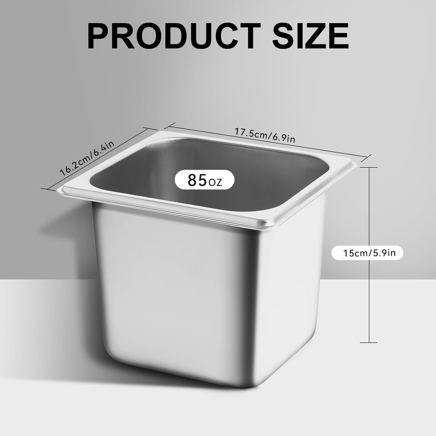 GOLDEN KEY 6 Pack Anti-Jam Hotel Pans, Stainless Steel Chafing Steam Table Pan，1/6 Size 6 Inch Deep, Catering Food Storage Metal Pan for Home, Party, Hotel, Buffet - Image 2