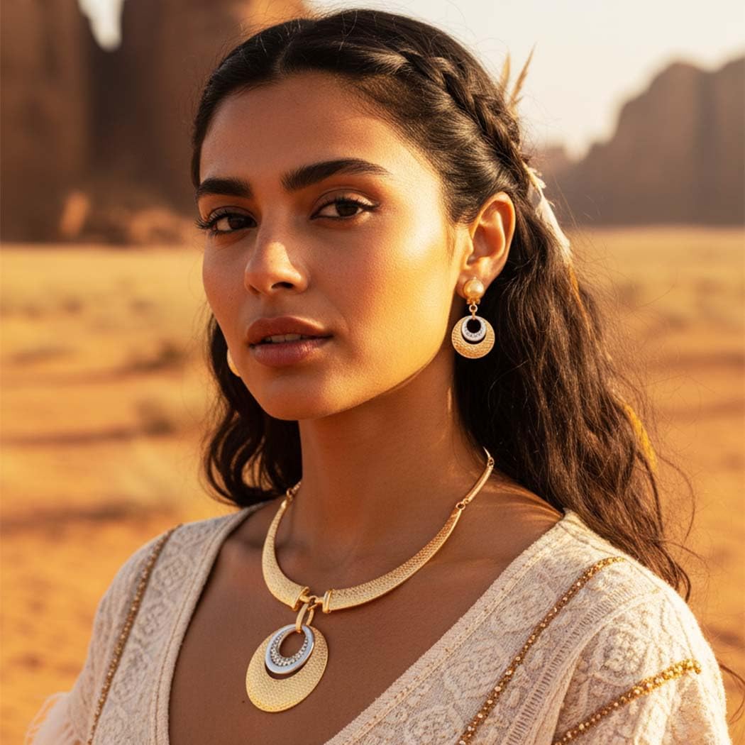 Unicra Gold Jewelry Sets Chunky Necklace Earrings Set Fashion Indian Statement Costume Jewelry Set for Women - Image 3