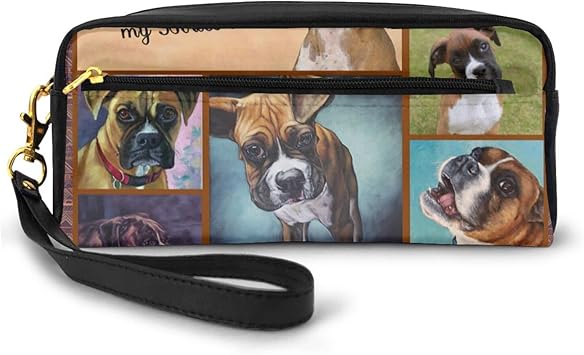 Amazon かわいい ボクサー犬 犬柄 ペンケース ペンポーチ 筆箱 化粧ポーチ 財布 トラベルポーチ 手作り 日本ファスナーとイタリア産pu革使用 収納バッグ Pc周辺 小物入れ 充電器 イヤホーンコード 軽量 大容量 撥水 防塵 通学 通勤 便利 ギフト ペンケース 文房具