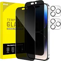 JETech Película de Vidro Temperado Cobertura Total de Privacidade para iPhone 14 Pro Max 6,7 Polegadas com Protetor Lente Câmera, Protetor de Tela Anti-Espião, 2 Pacotes Cada