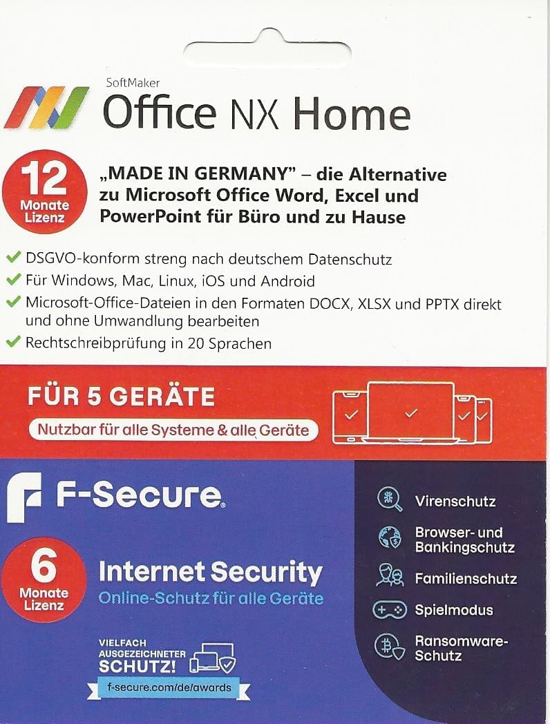 SoftMaker Office NX Home kompatibel mit Windows, Mac, Linux, iOS & Android für 5 Geräte inkl. Internet Security