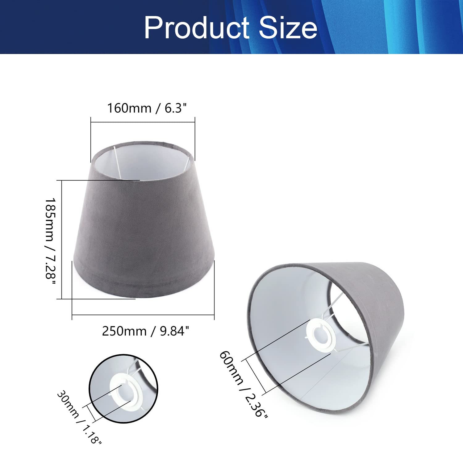 Heyiarbeit Medium Lamp Shade Velvet Fabric Barrel Lampshade 6.3