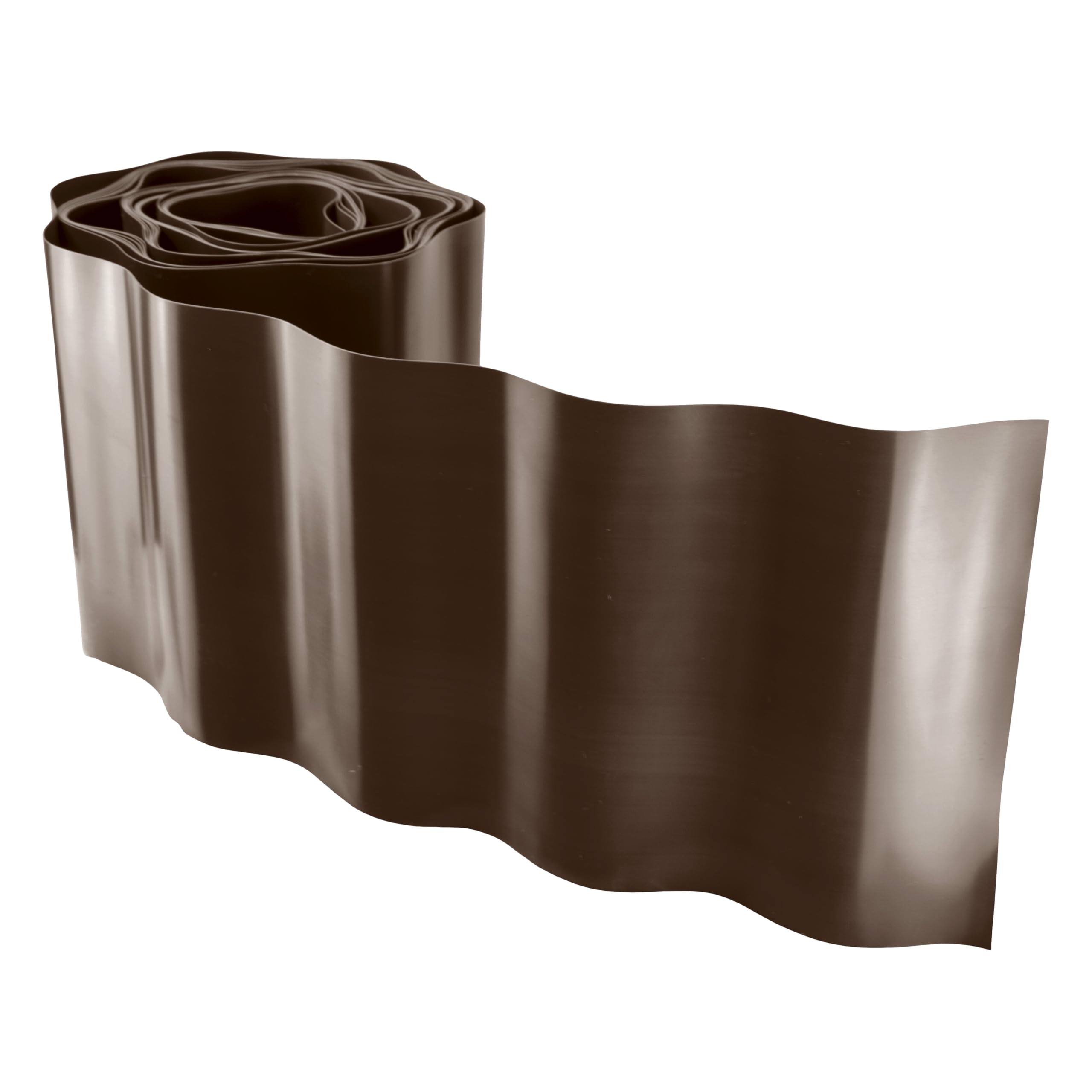 AP Supplies Wavy Plastic Garden Lawn Edging - provides a clear separation between grass, flower beds, pathways, and other landscape features. (H=15CM, L=9M, Brown)