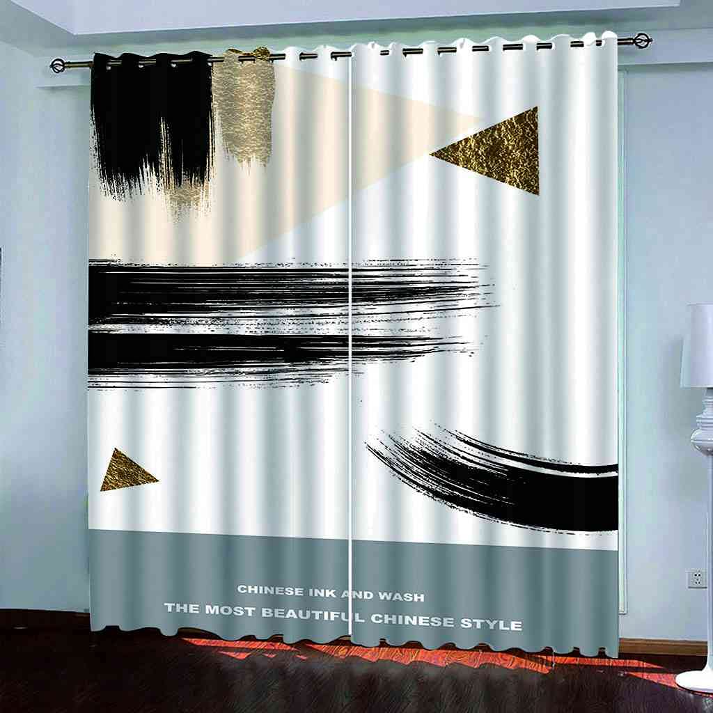 Rideau occultant 200x160 cm thermique à oeillets insonorisation noir blanc