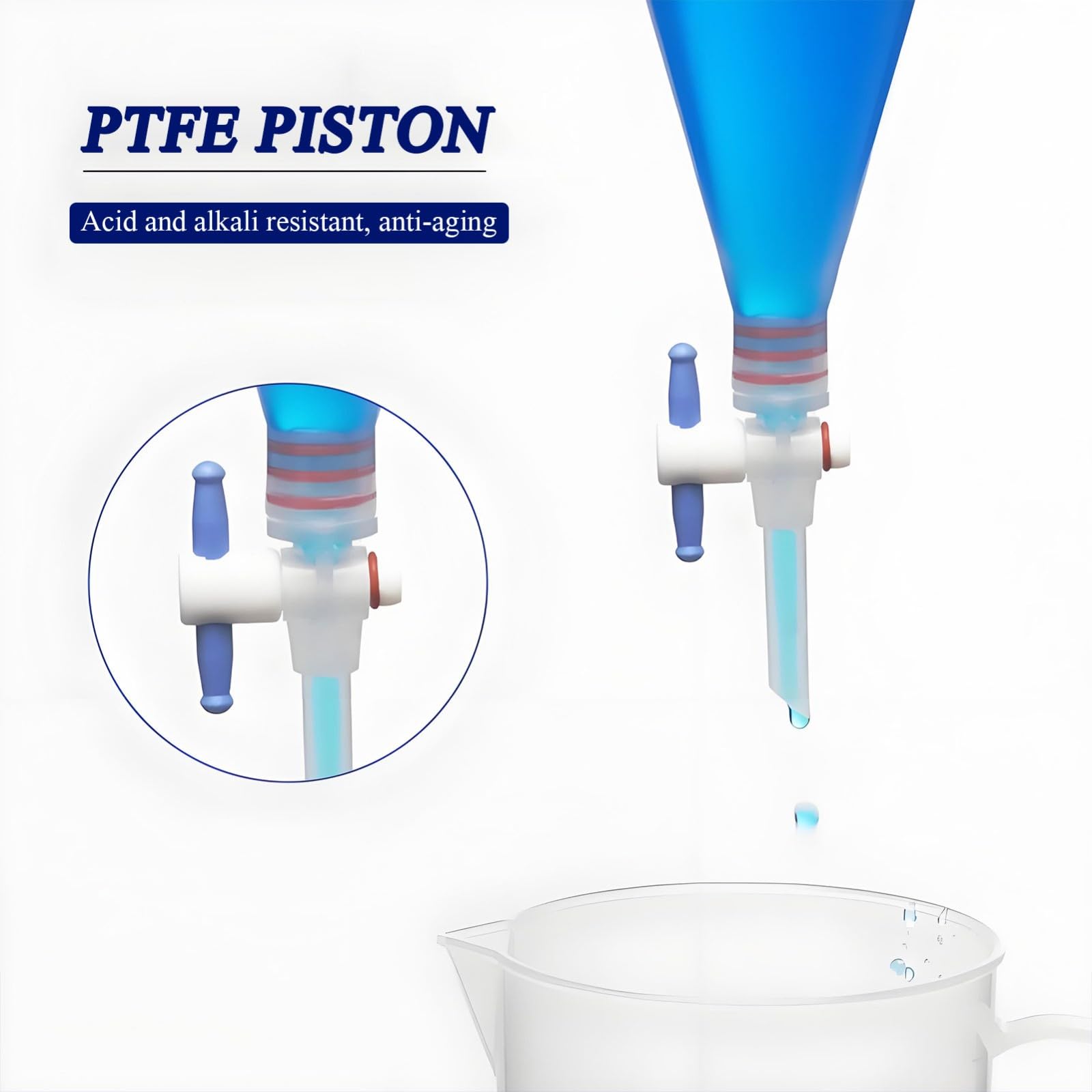 1000 ml birnenförmiger Kunststoff-Scheidetrichter mit PTFE-Stopfen. Langlebiger PP-Labor-Scheidetrichter für genaue Flüssigkeitstrennung(3pcs)