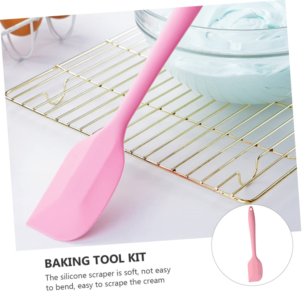 1 Set Silicone Baking Tool Kit Cream Scrapers Oil Brush Butter Scraper Pink for Easy Baking Bbq Space Saving Design with Hanging