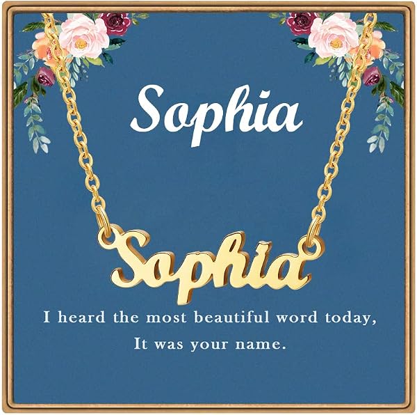 Ldurian Custom Name Necklace, Personalized Name Plate Pendant Necklace Pre Gifts, Charm Pre-made Jewelry for Mom Mama Birthday Anniversary - 1