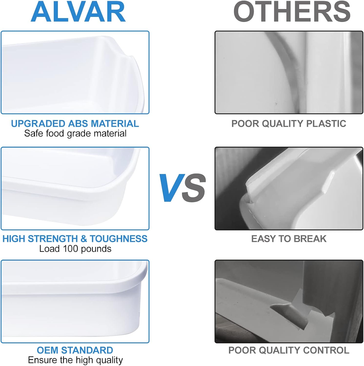 [2 PACK] UPGRADED 240356401 Refrigerator Door Bin Compatible with Frigidaire Door Shelf Replacement Parts AP2116036 Frigidaire Gallery Shelf Replacement FFHS2611PFEA FFHS2611LBRA FFSS2614QS4A Door Bin