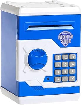 Electronic Piggy Bank Safe Piggy Bank for Kids ATM Password Piggy Bank Cash Coin Saving Box ATM Machine Kids Christmas Gift for Business Store Office Hotel Blue-01