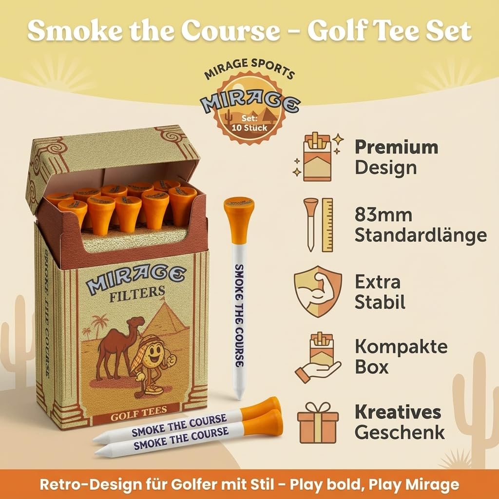 Mirage Filtri Tee da golf 83 mm Confezione da 10 Design sigaretta
