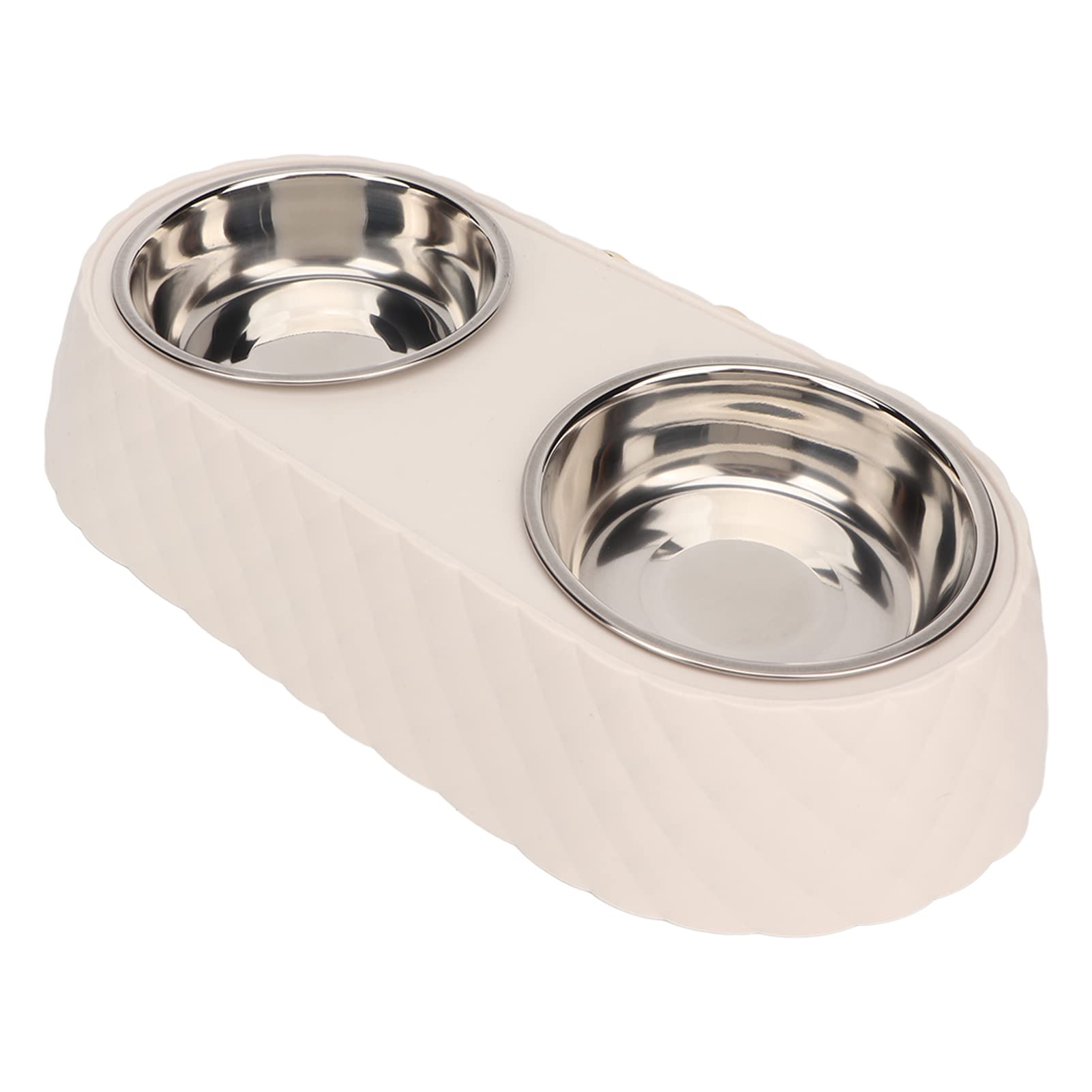 Yosoo Health Gear Gamelles Doubles pour Animaux de Compagnie avec Support à Nœud Papillon, Gamelles d'eau en Acier Inoxydable pour Chien et Chat, Conception Antidérapante, Couleur Beige (Beige)