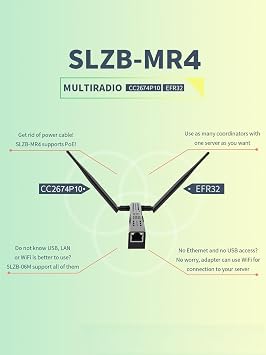 SLZB-MR4U - Zigbee 3.0 to Ethernet,USB,and WiFi Gateway Coordinator with PoE,Universal Gateway for Home Assistant/ Zigbee2MQTT/ZHA,Wireless Zigbee 3.0 USB Adapter