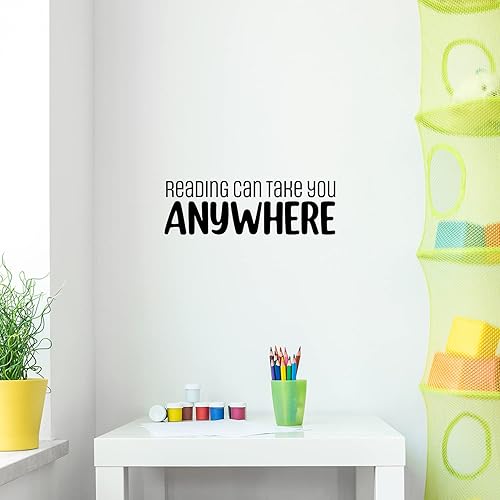 Miniatura 2 de Calcomanía de vinilo para pared, lectura puede llevarte a cualquier lugar, 8 x 25 pulgadas, moderna y motivadora optimista cita para sala de estar,