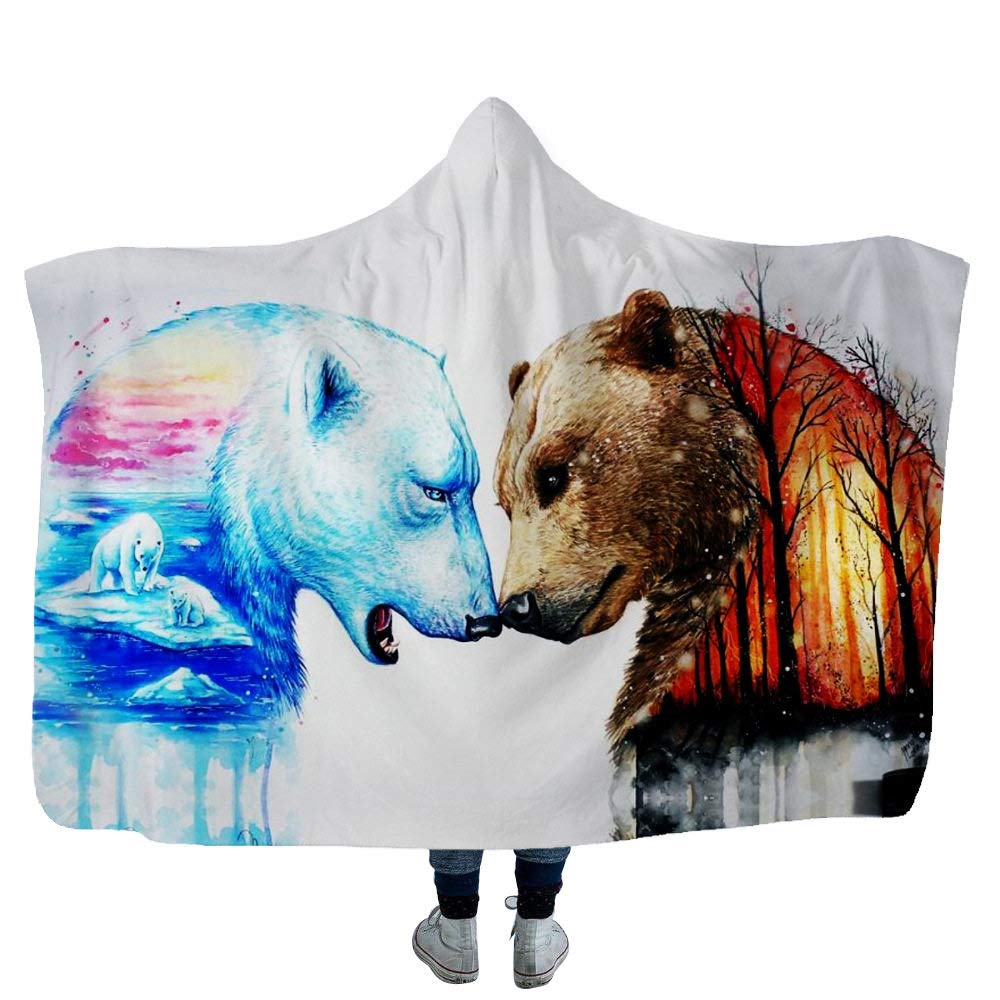 Couverture bureau pour pause déjeuner plaid peluche ours à capuche