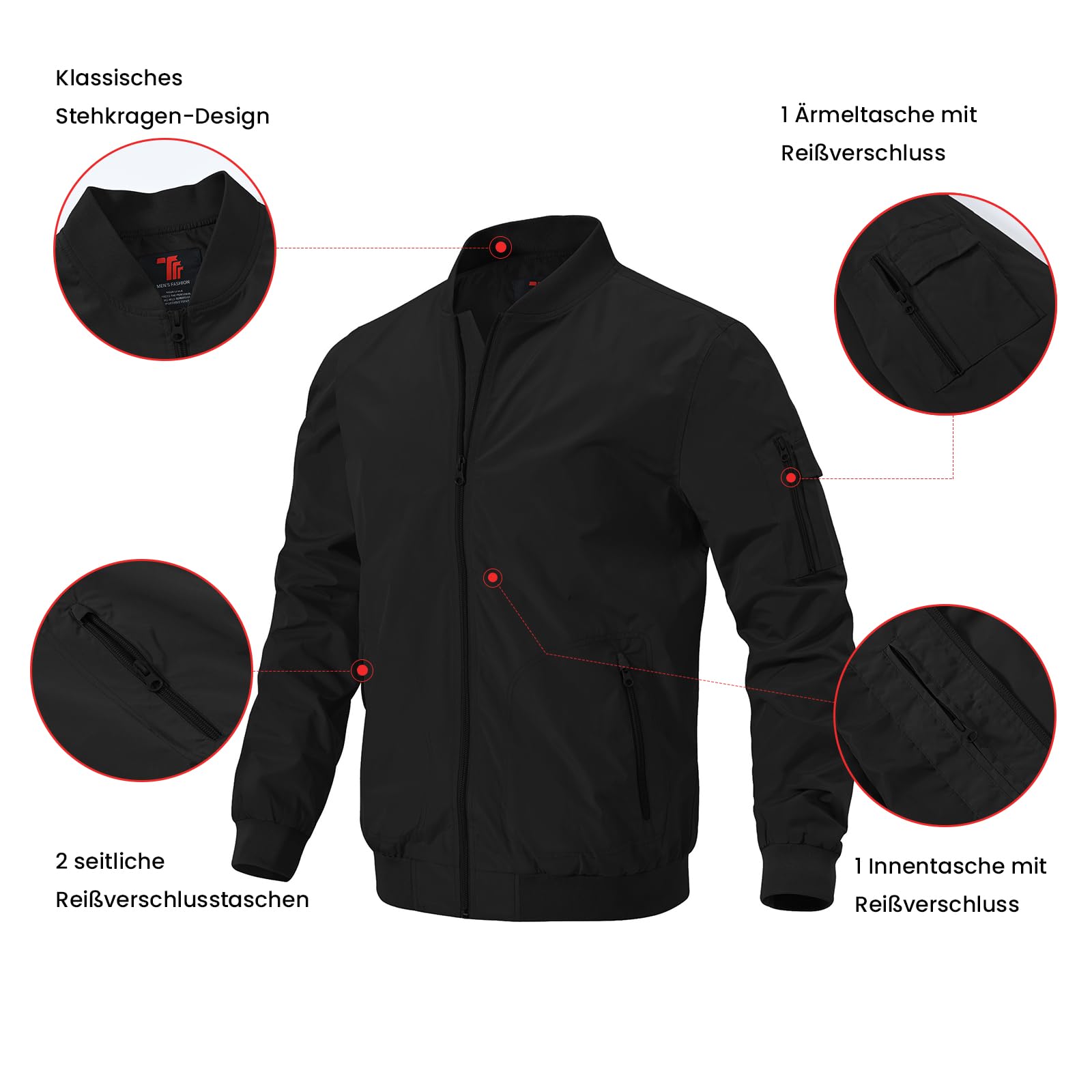 Rdruko Bomberjacke Herren Blouson jacke Übergangsjacke Leichte Fliegerjacke Herbst Male Freizeit Outdoor Jacken