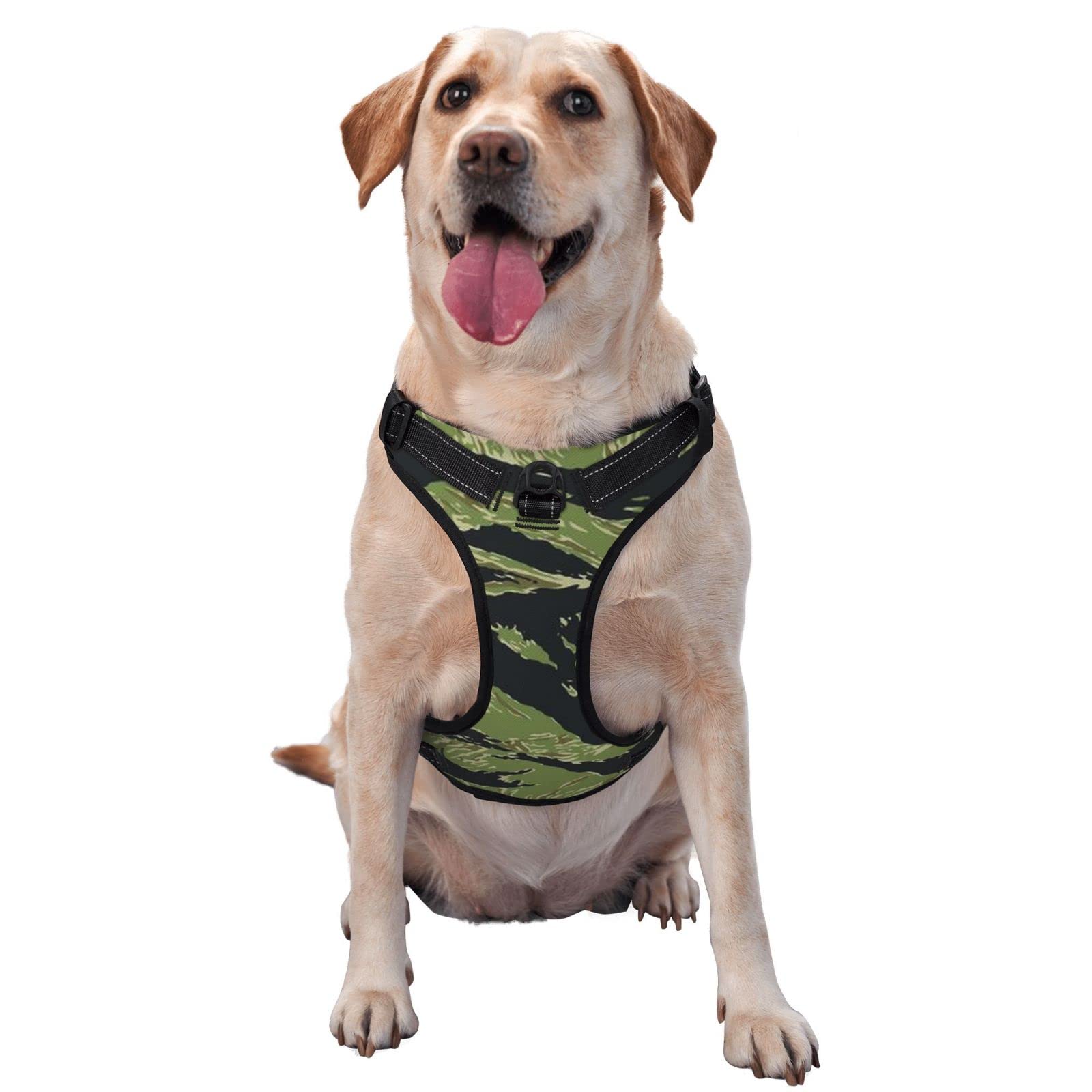 Novelty No Pull Dog Harness Adjustable Vietnam Tiger Stripe Camo Pet Vest Soft Control Training Handle for Small Medium Large Dogs — image 1