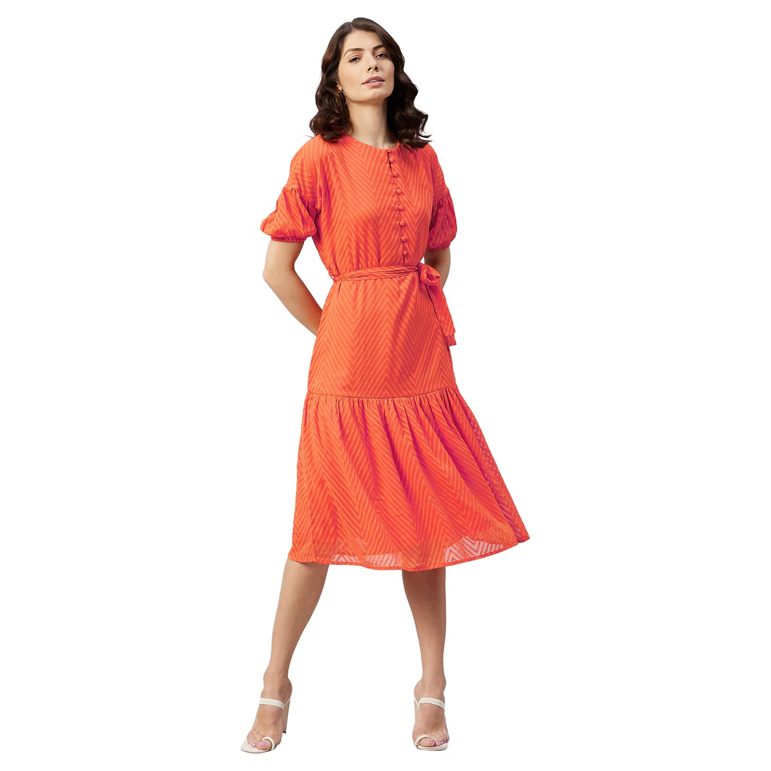 rare Women's Polyester Fit and Flare Midi Casual Dress-picture-50