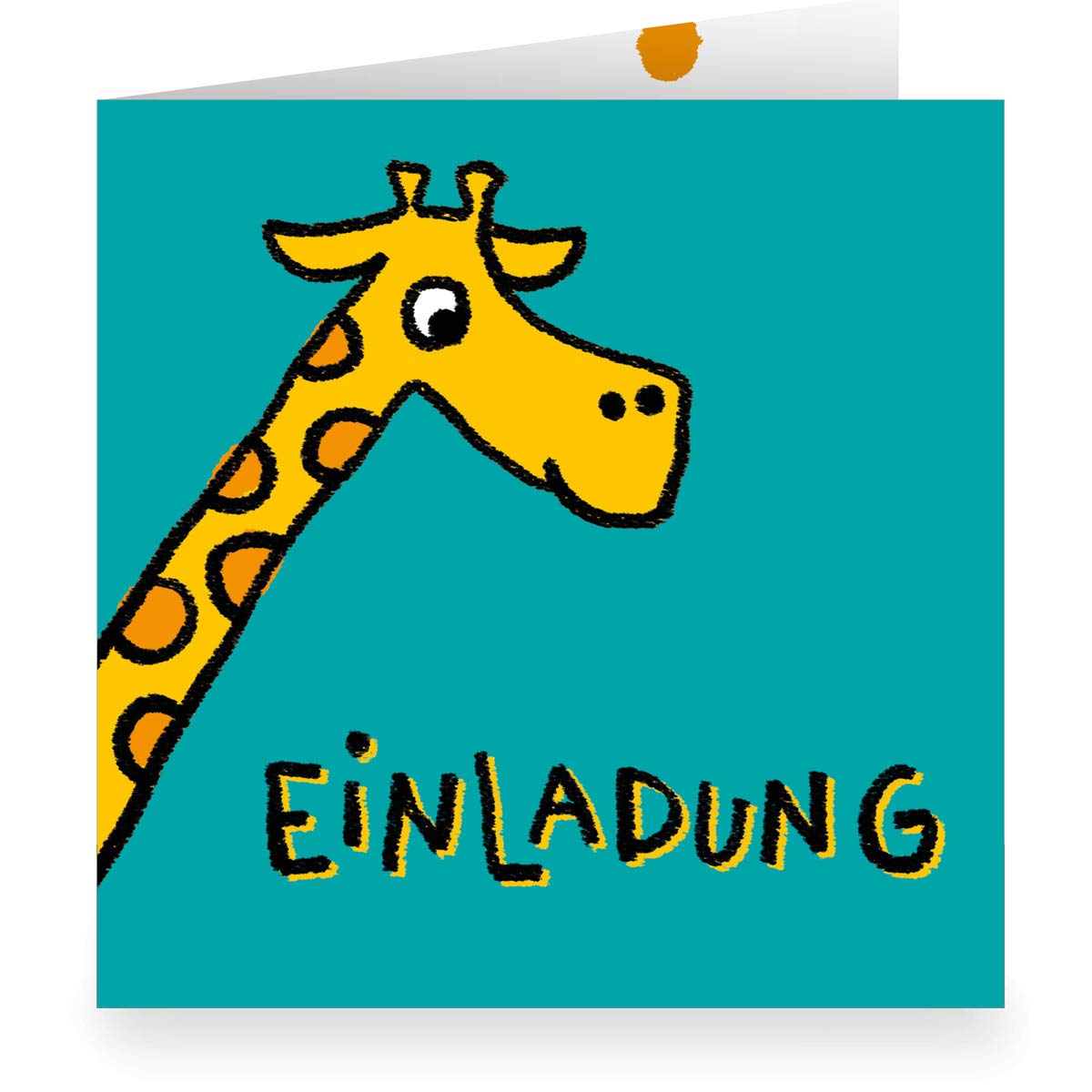 Kartenkaufrausch 12 x Lustige Giraffen Einladungskarte zum Kinder-Geburtstag mit Innendruck (quadratisch, 15,5x15,5cm inkl Umschlag) in türkis: Einladung - große XL Karte für Schul-Kinder