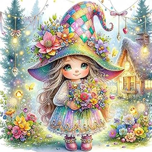 RICUVED Elf Diamond Art Kits for Adults, 5D Elf Diamond Painting Kits for Adults Beginners, DIY Full Drill Diamond Dots with Gem Art Crystal Rhinestone Home Wall Decor 12 X 12 Inch