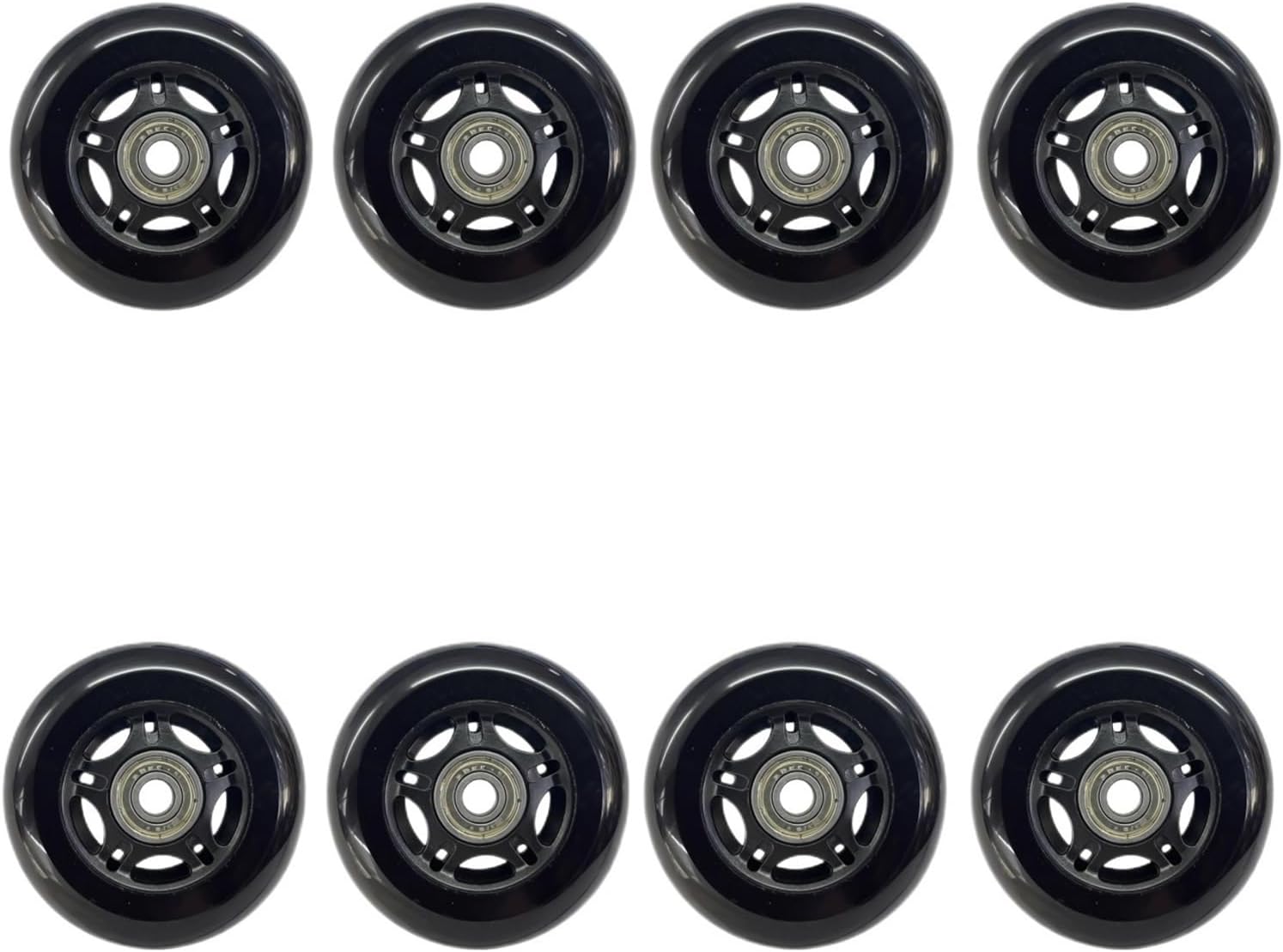 Inline Skate Wheels 8-Piece PU Replacement Wheels 76mm(3") with ABEC-7 Bearings, PP+PU Material Fit Inline Skates/Kids Scooters/Strollers/Luggage(Black)