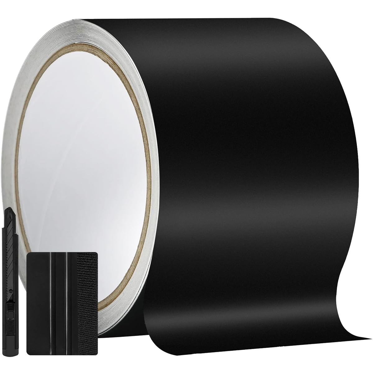 GRTHTATI 4" X 30FT Matte Black Vinyl Wrap for Chrome Delete Window Trim Car Door Sill Protector with Air Release Channel Including Vinyl Wrap Tool Kit