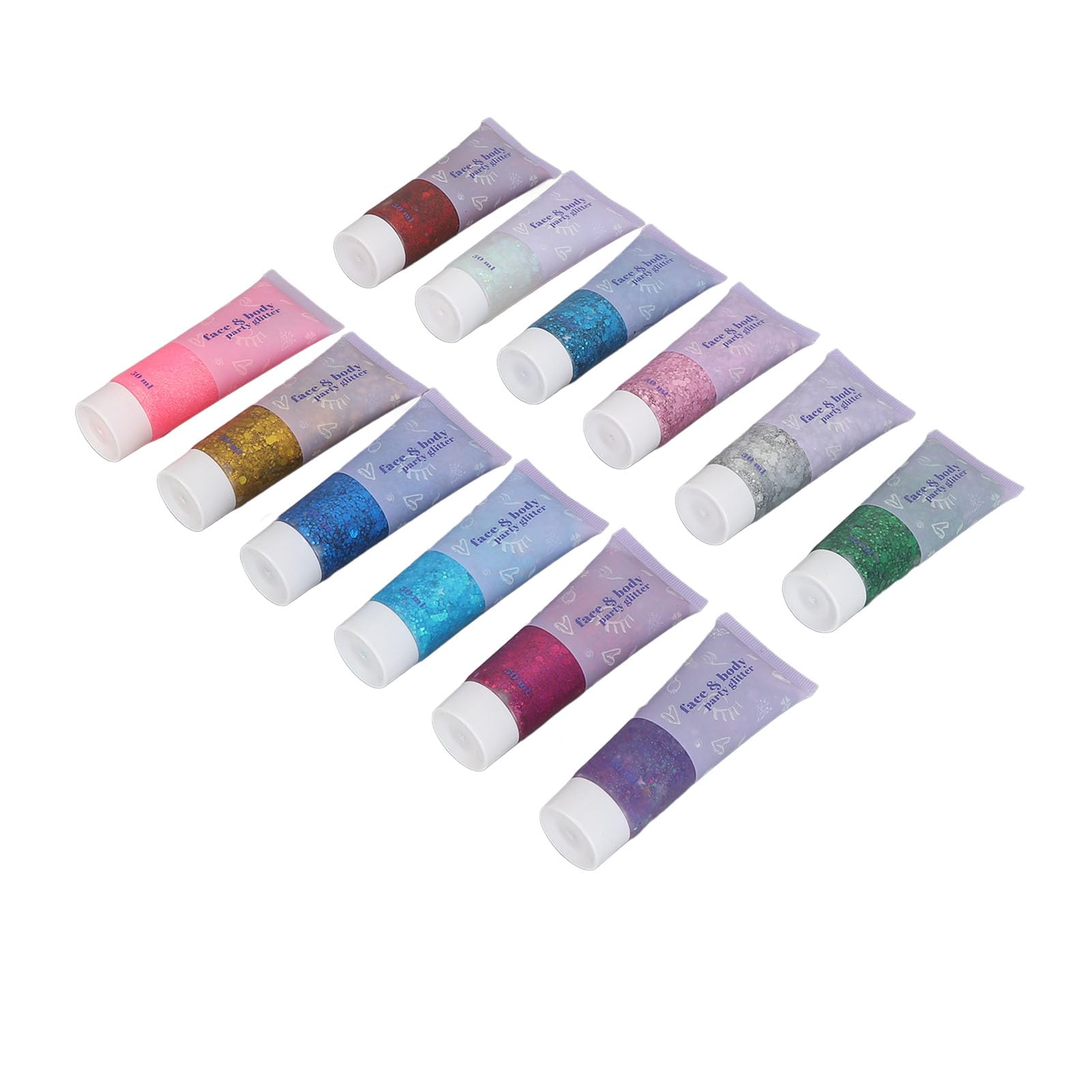 Chrees Gel Glitterato per il Corpo Olografico, Gel Scintillante con Paillettes Glitterate per il Viso in 12 Colori Cosmetico per Trucco e Feste per Festival