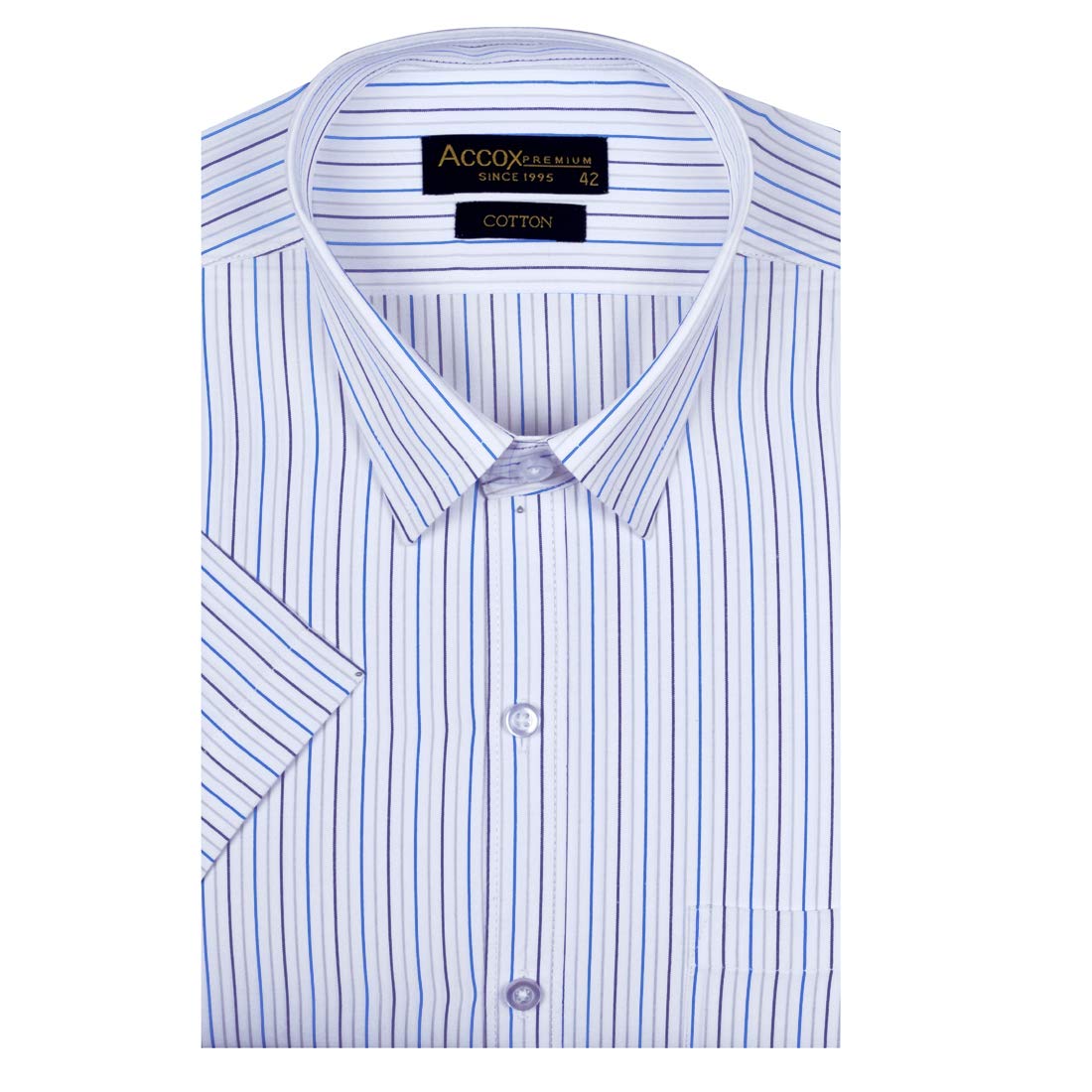 ACCOXMen's Striped Half Sleeves Regular Fit Cotton Formal Checkred Shirts(GCR03)