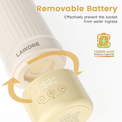 Miniatura 3 de Calentador de biberones portátil AI 2025 para viajes, calentador de leche inalámbrico de 17 onzas con batería desmontable, calentador de leche