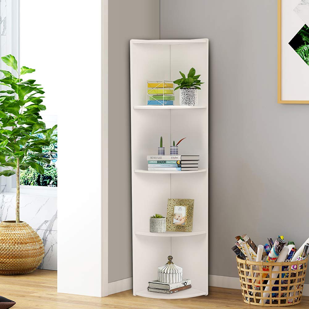 Cocoarm Eckregal Weiß Wohnzimmer 4-stufiges Display Bücherregal Weiß Lagerregal Organizer Einheit Dusche Caddy Eckregal Badezimmerregal Küche Lagereinheit für Zuhause Wohnzimmer Schlafzimmer