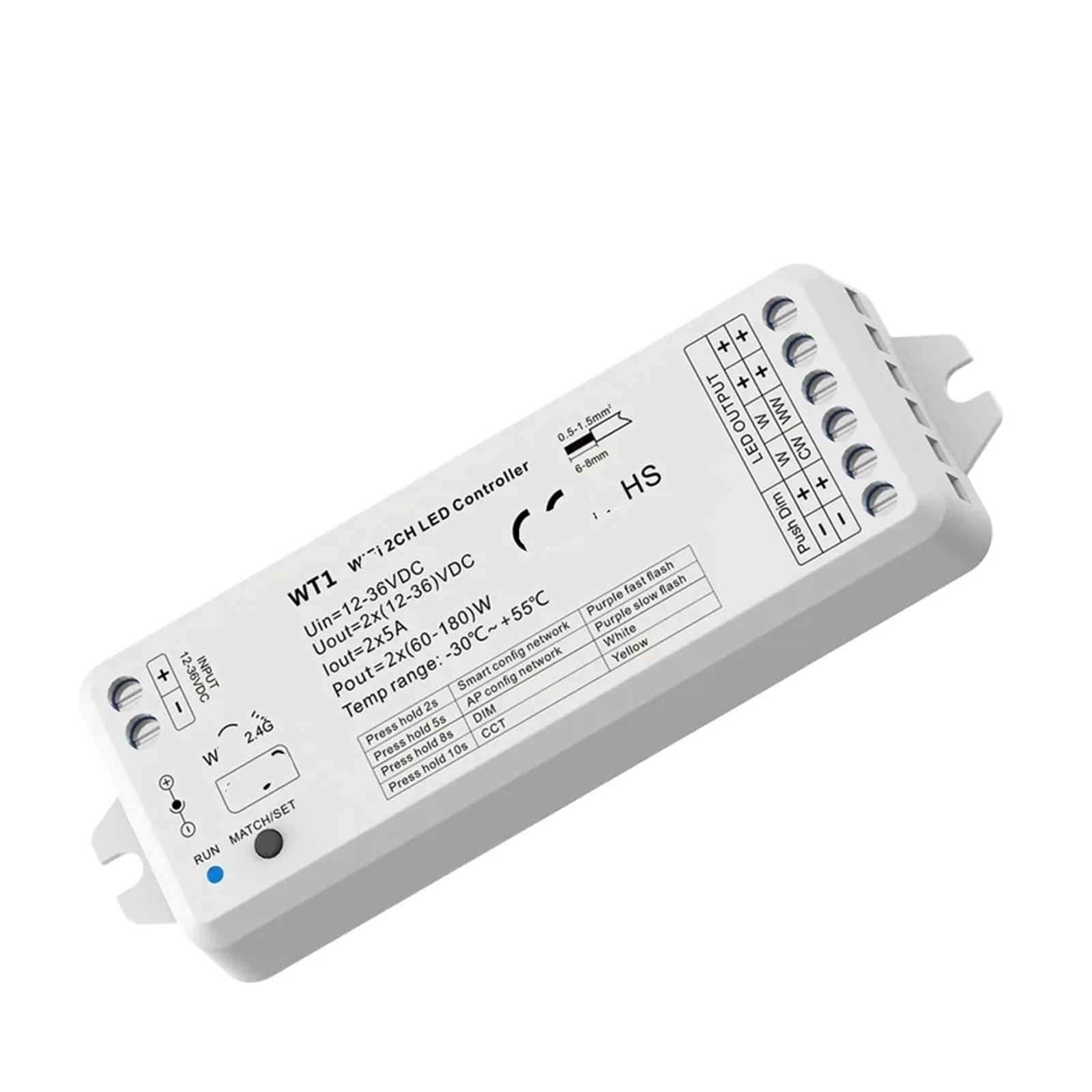 Contrôleur LED CCT WT1 pour ajuster la lumière blanche du ruban 24V