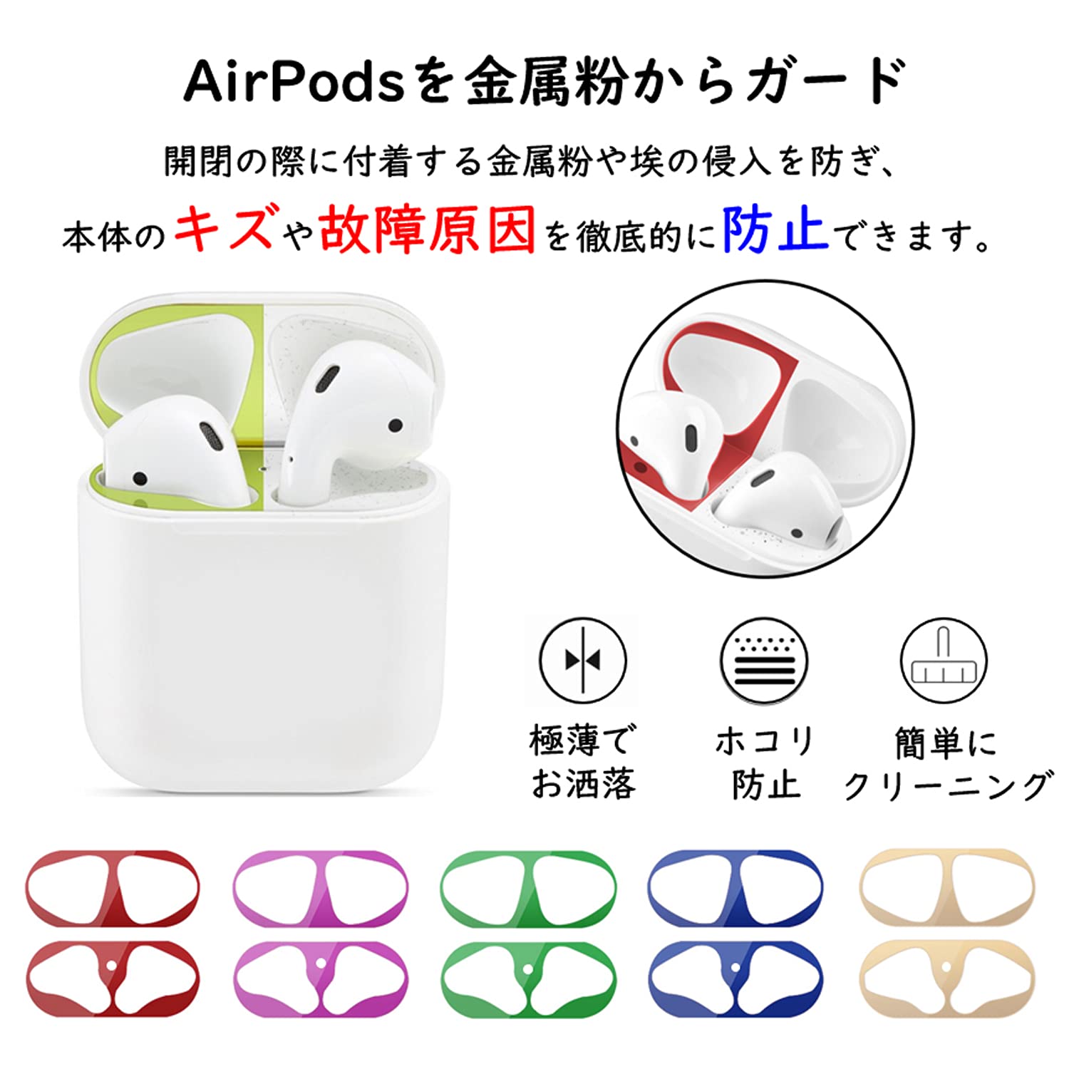 Amazon | CM Tech AirPods ダストガード 【2セット】 スキンシール
