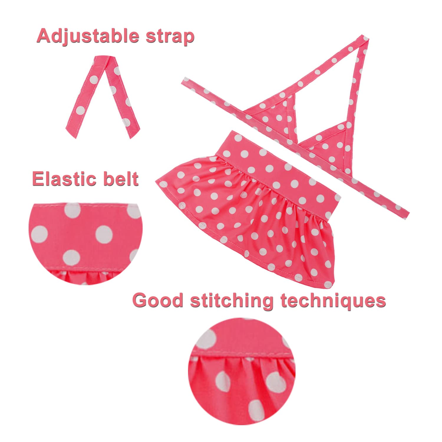 Dog Bikini Swimsuit Summer Puppy Bathing Dress Beach Clothes Cat Costume for Puppy Dog Cat (L, Pink Polka dots)