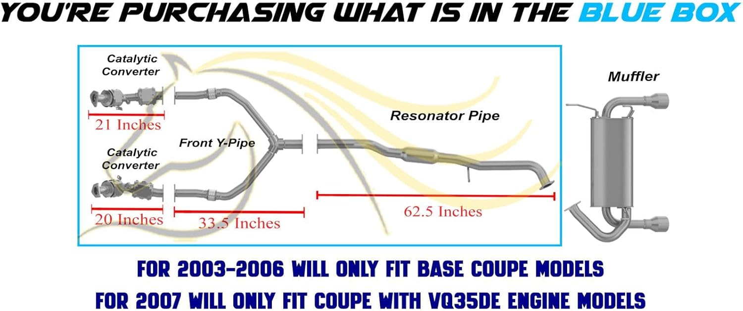 Northeastern Exhaust EPA-Approved Pair of Catalytic Flex Y-Pipe Resonator Muffler Kit Compatible for 2003-2007 INFINITI G35 3.5L, Free Clamp, Gaskets, Hangers, Bolts and Nuts Included
