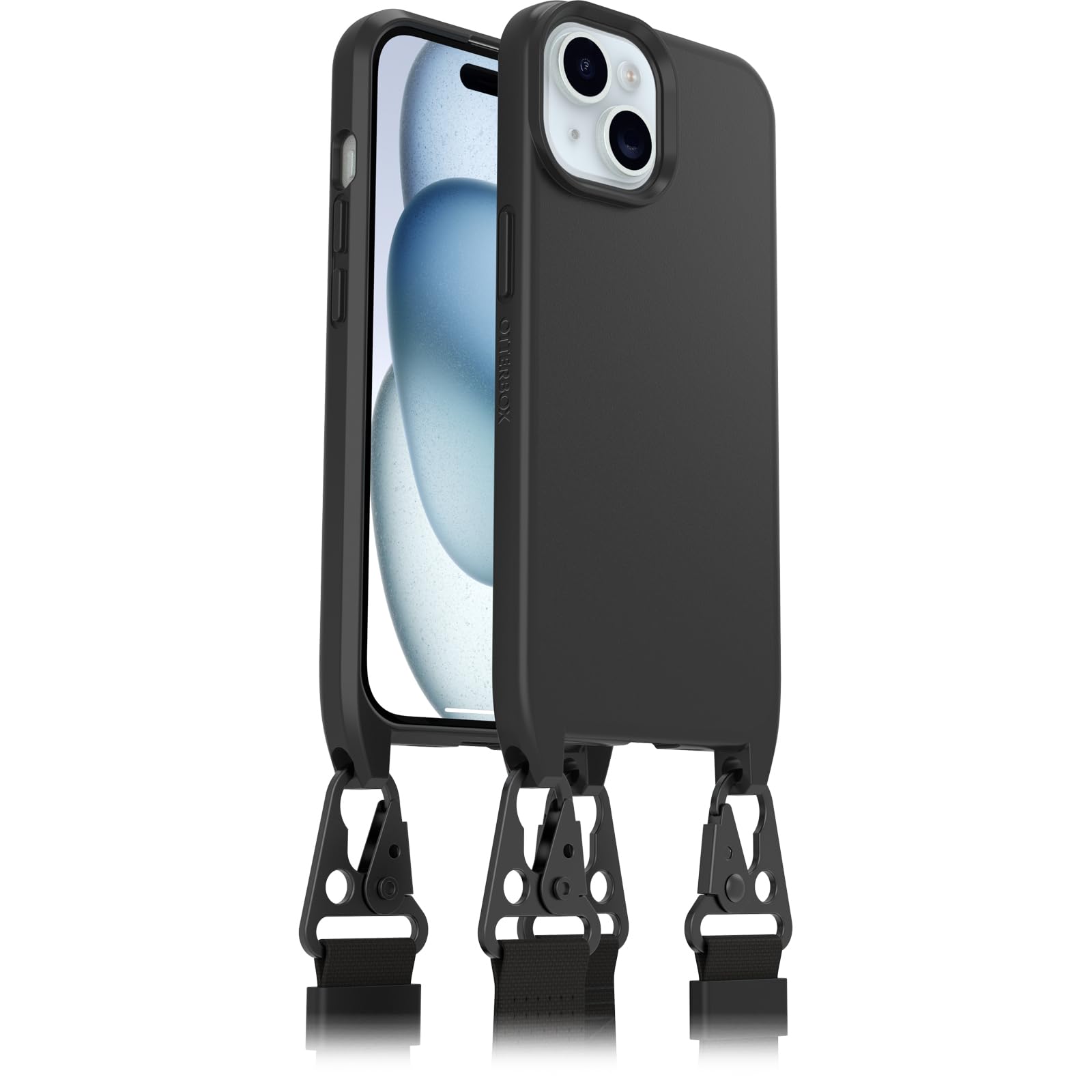 OtterBox React Lanyard Case with MagSafe for iPhone 15, Ultra-Slim, Protective Case with Adjustable and Detachable Lanyard Strap, Tested to Military Standard, Black, No Retail Packaging