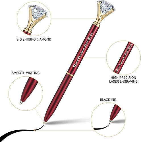 Miniatura 2 de Bolígrafo de metal de cristal con diamantes de imitación y tinta negra