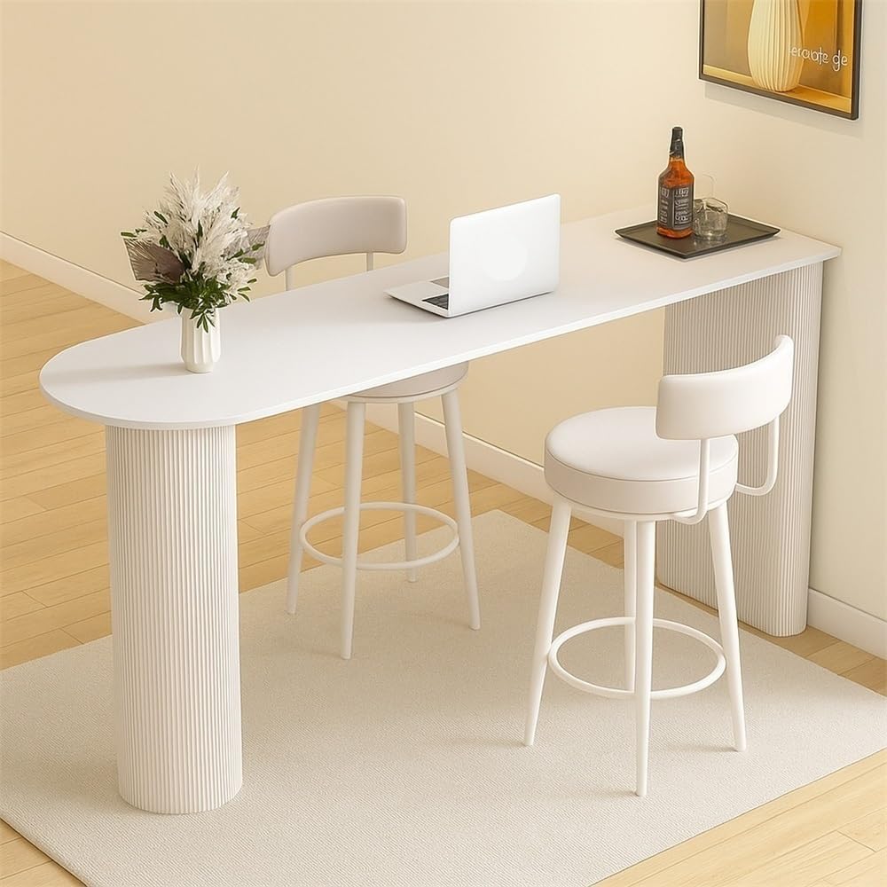 Table de Bar Table de Bar Luxe en Pierre Blanche et légère, idéale for Le Salon, la Cuisine ou Salle à Manger(120 * 50 * 105cm)