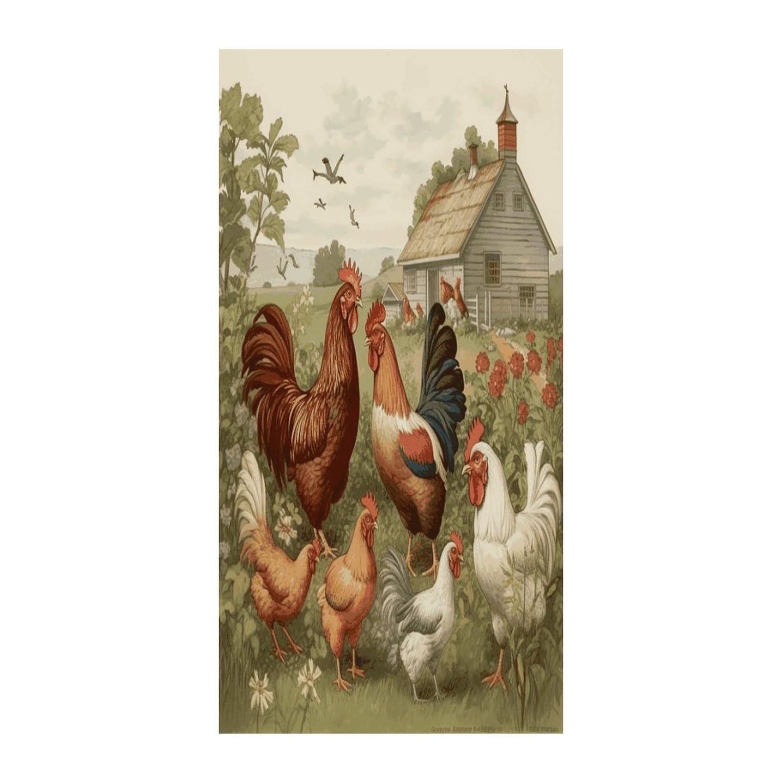 Fekiloot Style Chickens And Farm Door Curtain Room Divider Curtains