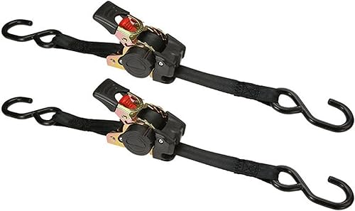 US Cargo Control, 1 correa de trinquete de 6, correa de trinquete retráctil con liberación de botón, amarres de gancho en S recubiertos de vinilo,