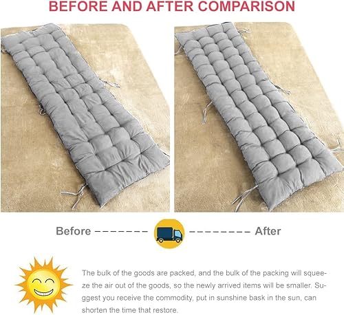 Miniatura 7 de BOOMSHY Cojines para silla de sol, cojín para tumbona de 67 pulgadas, con respaldo antideslizante y funda elástica para jardín, exterior, interior,