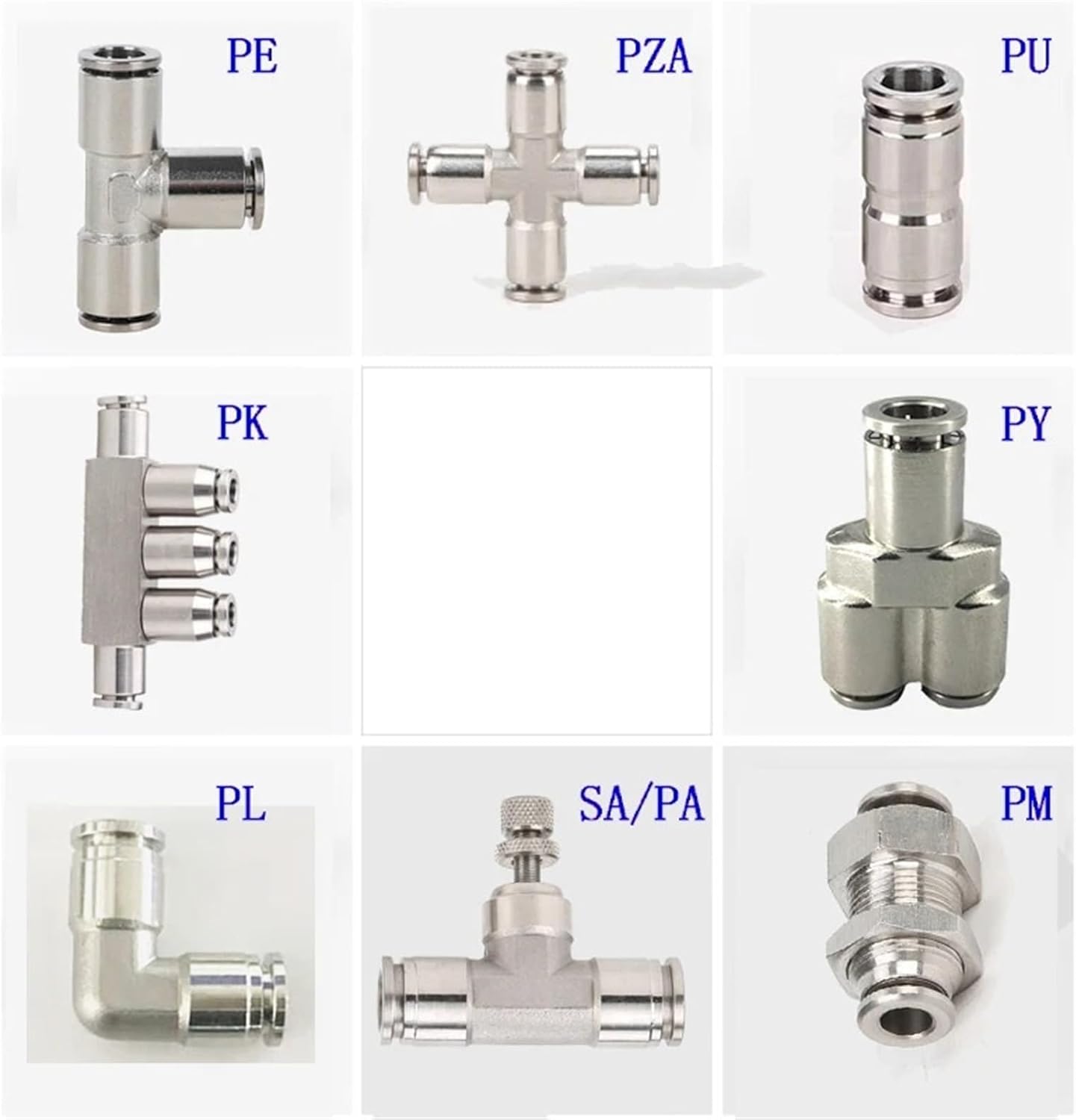 Pneumatic Fittings SA PU PE PZA PY PV PM Air Hose Quick Fittings Water Pipe Connector Air Cylind Push In Hose Couping Joint 6mm 8mm (Color : PZA, Size : 8mm)