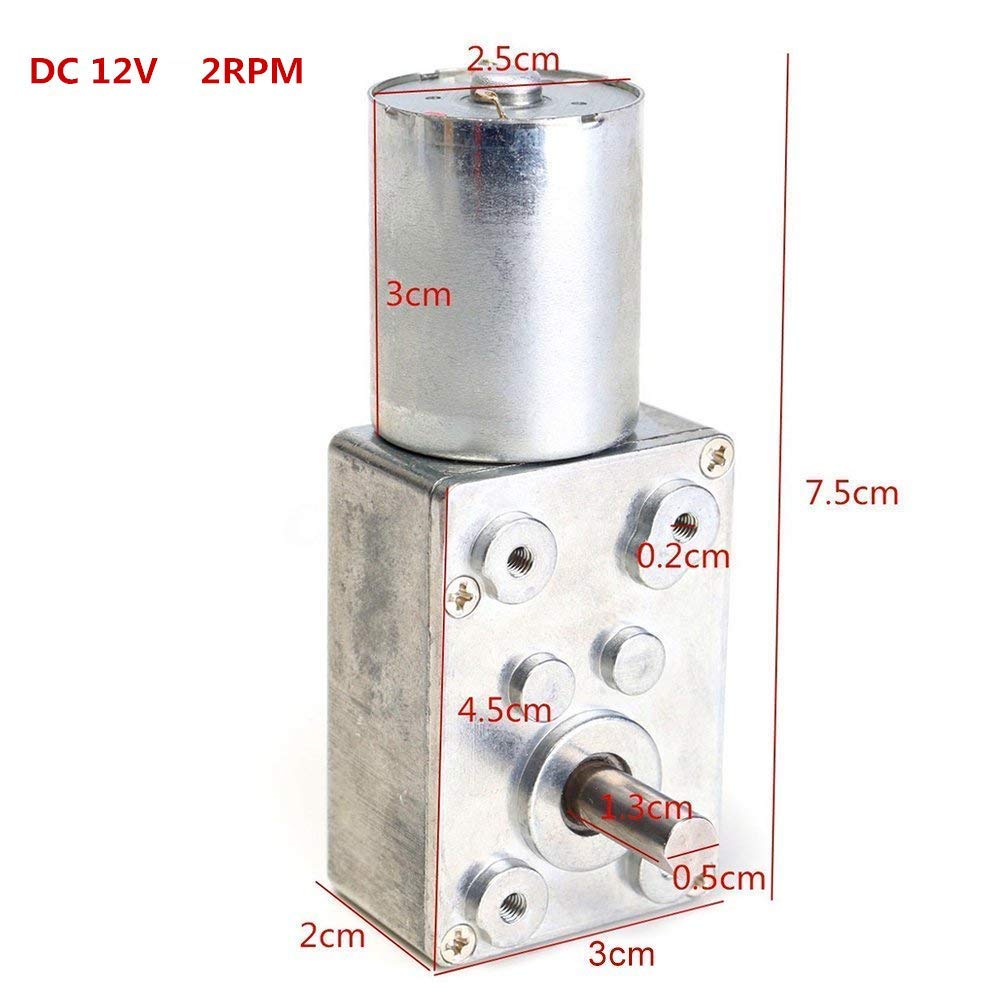 DC 12V Reduktionsmotor 2RPM Reversible Turbo Untersetzungsgetriebe Getriebemotor