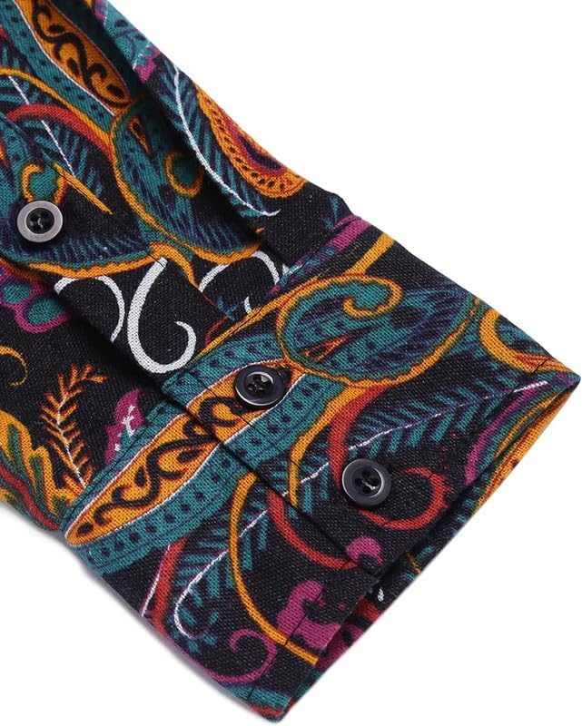 Image of Men's Cotton Blend Full Sleeve Printed Short Kurta with Mandarin Collar Crafted from a Premium Cotton Blend