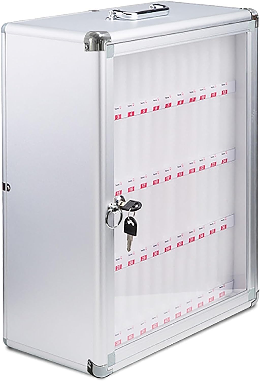 Mobile Phone Storage Box Transparent Acrylic Mobile Phone Security Locker with Key,MGCtech Wall-Mounted Storage Cabinet for Cell Phones, 48 Slots Aluminum Alloy Locker with Handle & Security