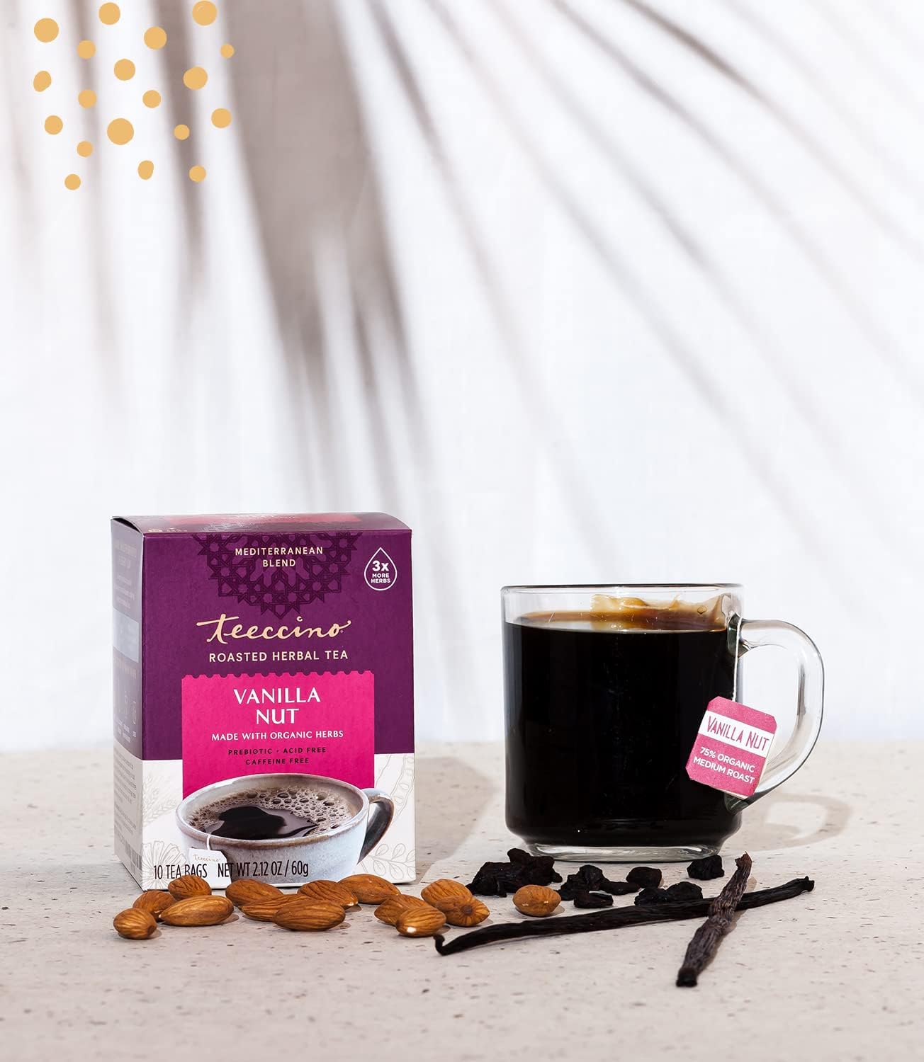 Teeccino Herbal Coffee Alternative Tee-Bag, Vanilla Nut, 10 Count (Pack of 6)