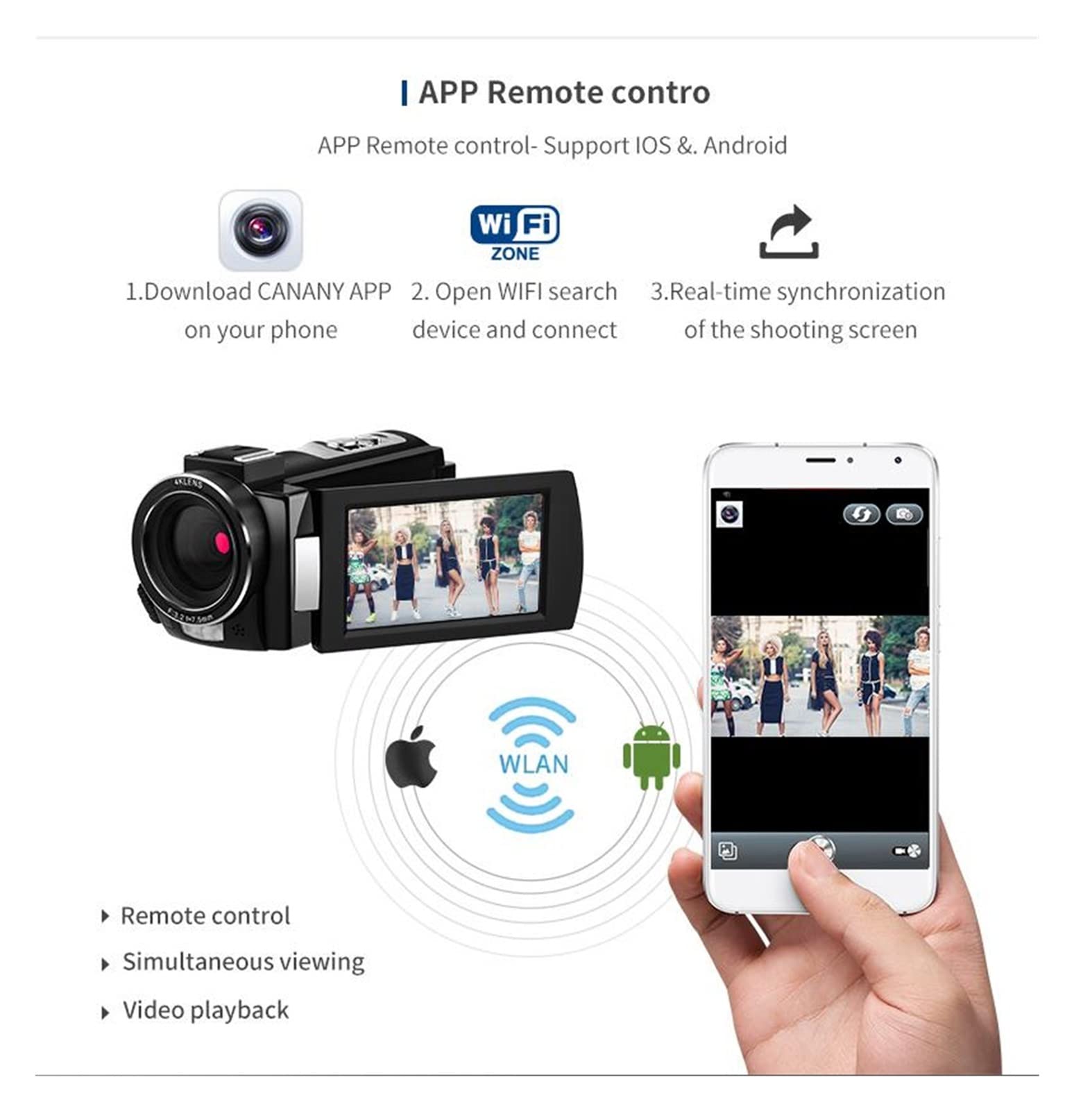 Kamera Wideo, 4K Video Camera Camcorder Professional Digital Camera 4K Full HD WI-FI Wideo DV Camera Night Vision Build-in MIC Camcorder With Remote Control