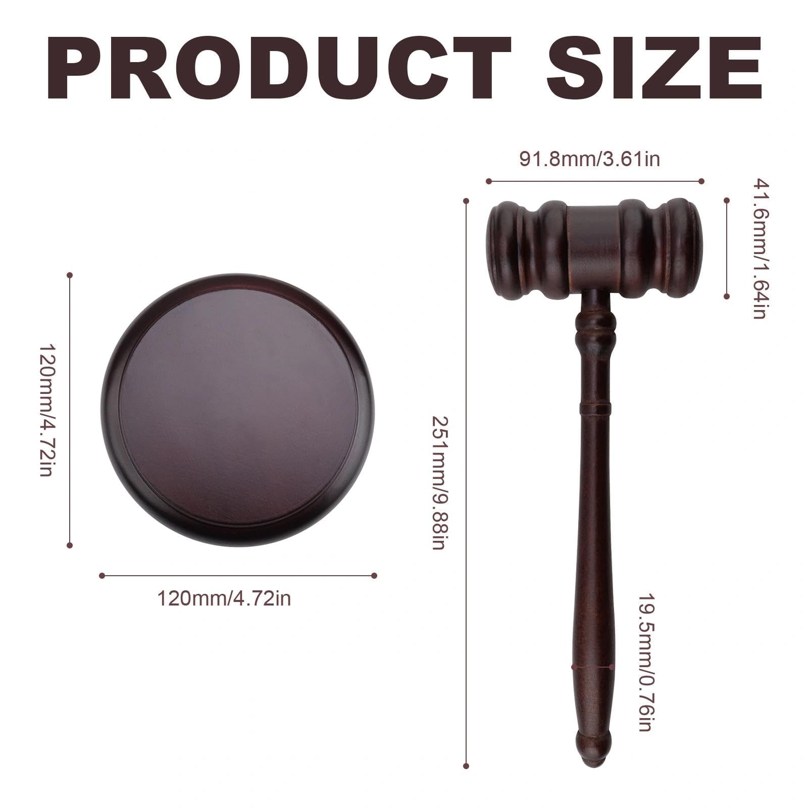 LINTRA Martillo de Juez de Madera con Soporte, Juego de Martillo de Juez, Mazos para de Abogado, para Tribunales y Subastas, Convierte en Regalo Ideal para Abogados
