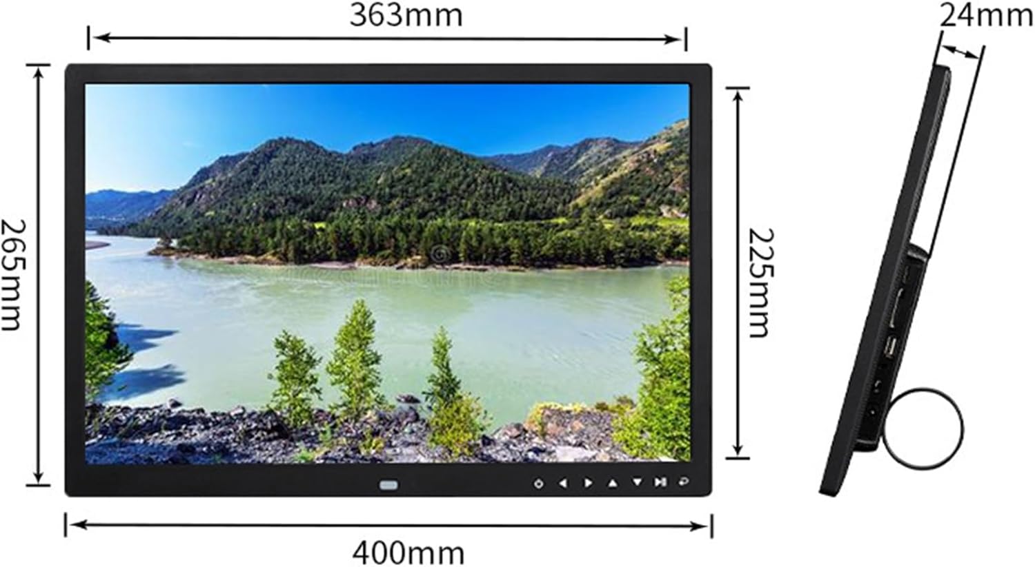 17 Inch Hd Wall Mounted Video Advertising Machine, Touch Buttons, Hdmi Input, Digital Photo Frame (Black)